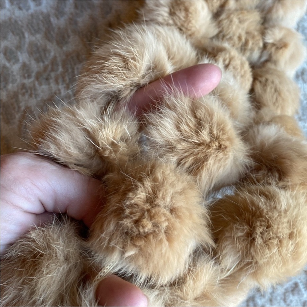 Tan Rabbit Fur Scarf - Picture 2 of 5
